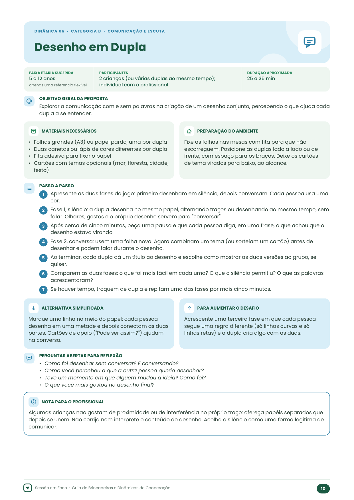 Guia de Brincadeiras e Dinâmicas de Cooperação — prévia 2