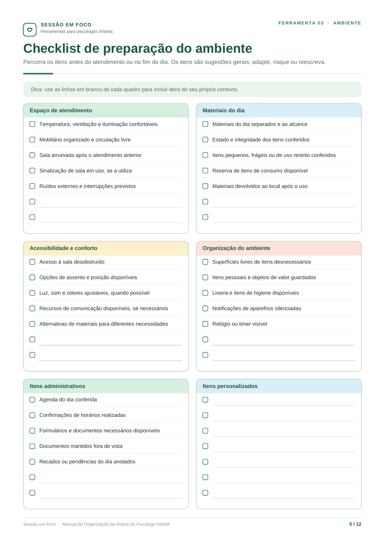 Manual de Organização da Rotina do Psicólogo Infantil — prévia 1