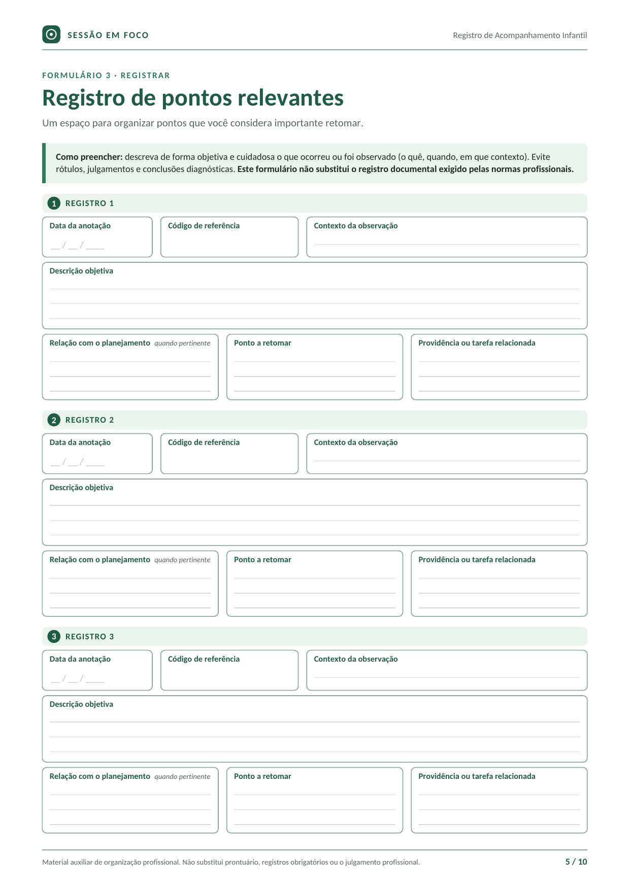 Registro de Acompanhamento Infantil — prévia 1