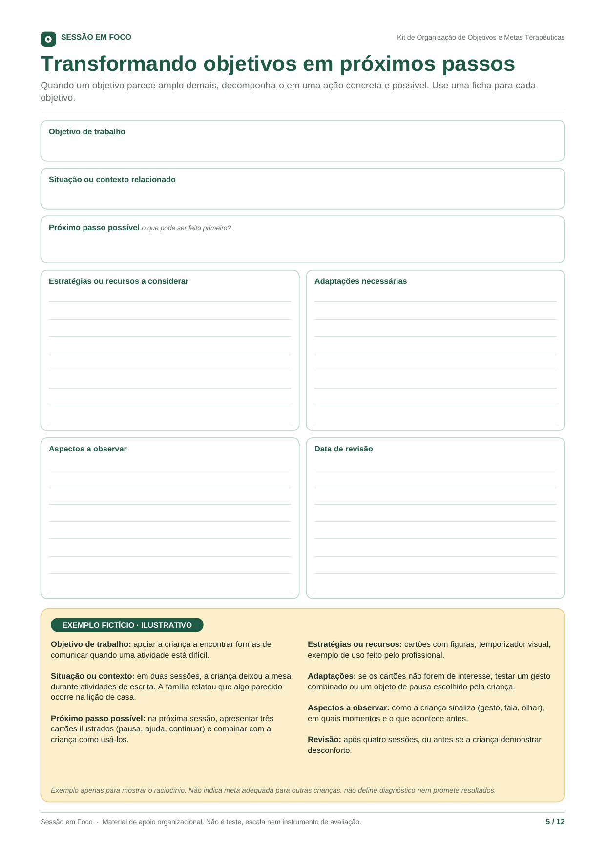 Kit de Organização de Objetivos e Metas Terapêuticas — prévia 1